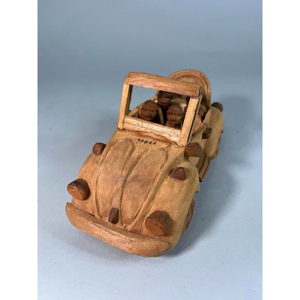 Vintage Ghana African Folkart Carved Wood VW Volkswagen Beetle Cabriolet Conv.